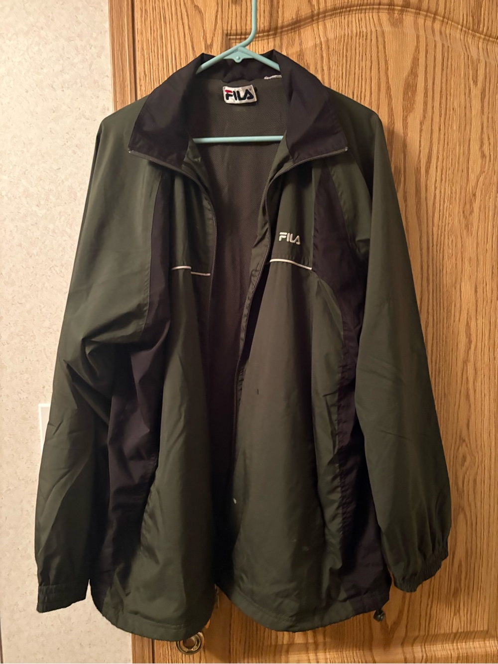 FILA Olive Green and Black Men's Windbreaker Jacket